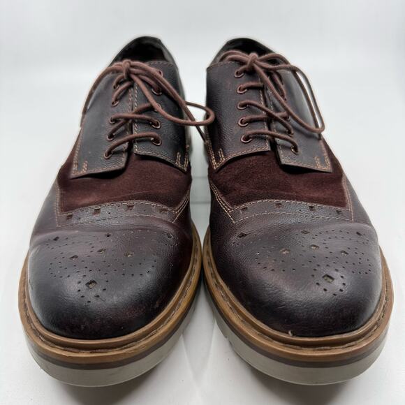 Clarks Mens Leather Upper Wingtip Dress Shoes Brown US 9.5 Lace-Up Office Formal - Picture 3 of 16